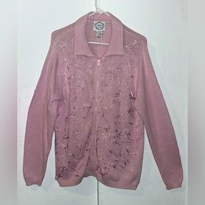 Stitches In Time Vintage Pink Zip-Up Cardigan